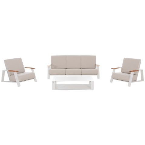 Seturi canapea - OUTDOOR LOUNGE SET 4PCS LAITH HM6551.02 ALUMINUM FRAMES and CUSHIONS IN CREAM WHITE