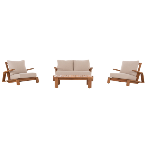 Seturi canapea - OUTDOOR LOUNGE SET 4PCS MIREX HM6521 ACACIA WOOD--POLYESTER CUSHIONS COVERS IN ECRU