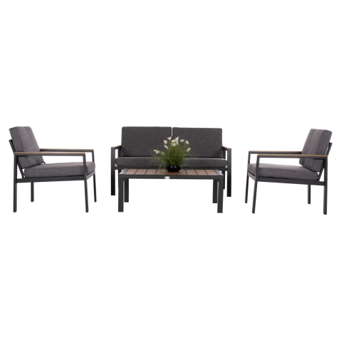 Seturi canapea - OUTDOOR LOUNGE SET 4PCS SAFIN HM6278.03 ALUMINUM and OLEFIN FABRIC IN DARK GREY--POLYWOOD