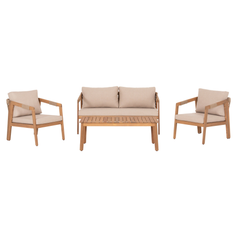 Seturi canapea - OUTDOOR LOUNGE SET 4PCS SAVANNA HM6442 ACACIA WOOD--ROPE--POLYESTER FABRIC IN BEIGE