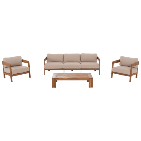 Seturi canapea - OUTDOOR LOUNGE SET 4PCS SOLARA HM6514 ACACIA WOOD--POLYESTER CUSHIONS COVERS IN ECRU