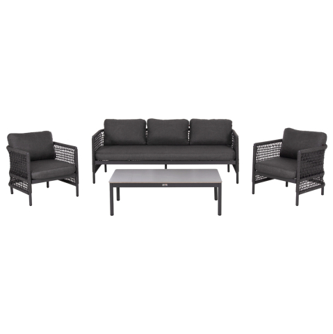 Seturi canapea - OUTDOOR LOUNGE SET 4PCS SONDRA HM6251.01 ALUMINUM-ROPE-CUSHIONS IN GREY