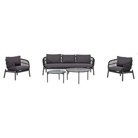 Seturi canapea - OUTDOOR LOUNGE SET 5PCS MEMFIS HM6470.01 ALUMINUM-ROPE-CERAMIC TOP---GREY