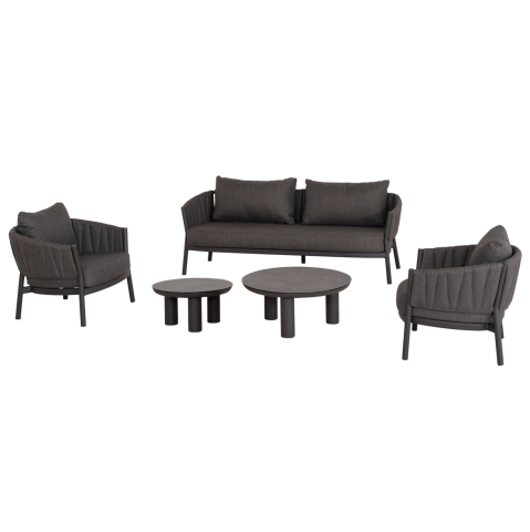 Seturi canapea - OUTDOOR LOUNGE SET 5PCS SHANKS HM6206.01 DARK GREY ALUMINUM-OLEFIN FABRIC-3D PRINT GLASS