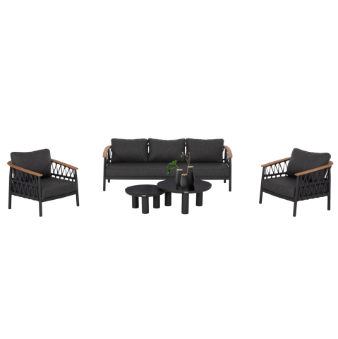 Seturi canapea - OUTDOOR LOUNGE SET 5PCS STREAM HM6426.01 DARK GREY ALUMINUM-STRAP ROPE- OLEFIN FABRIC