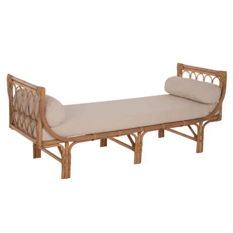 Canapele - OUTDOOR LOUNGE SOFA CHARMELLA HM9659 NATURAL RATTAN-BEIGE CUSHIONS 187x69x76Hcm.