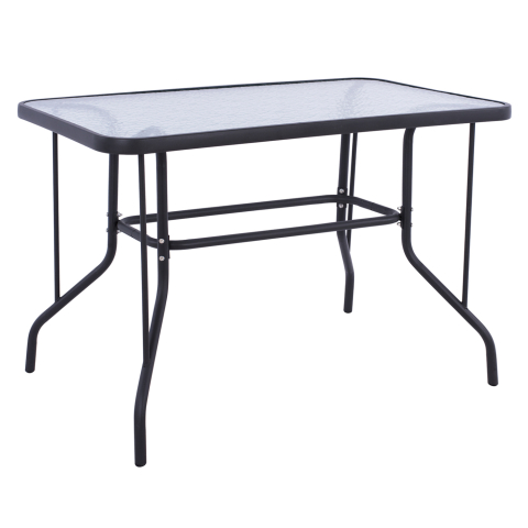 Mese - OUTDOOR METALLIC TABLE ADAM HM5020.01 DARK GREY WITH SAFETY GLASS TOP 110Χ60Χ71Hcm.