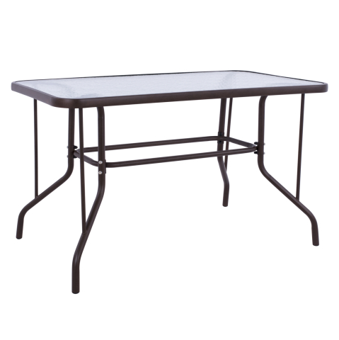 Mese - OUTDOOR METALLIC TABLE ADAM HM5020.02 BROWN WITH REINFORCED GLASS TOP 110Χ60Χ71Hcm.
