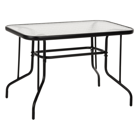 Mese - OUTDOOR METALLIC TABLE ADAM HM5020.03 BLACK WITH REINFORCED GLASS TOP 110Χ60Χ71Hcm.