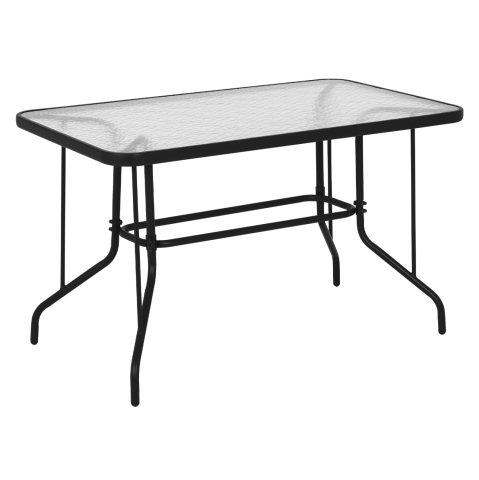 Mese - OUTDOOR METALLIC TABLE ADAM HM5679.01 GREY WITH REINFORCED GLASS TOP 120Χ70Χ71Hcm.