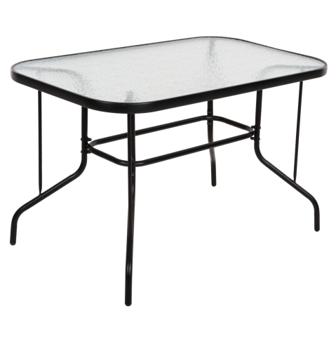 Mese - OUTDOOR METALLIC TABLE ADAM HM5679.03 BLACK WITH REINFORCED GLASS TOP 120Χ70Χ70Hcm.