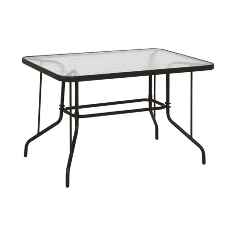 Mese - OUTDOOR METALLIC TABLE BROWN HM5679.02 BROWN WITH REINFORCED GLASS TOP 120Χ70Χ71Hcm.