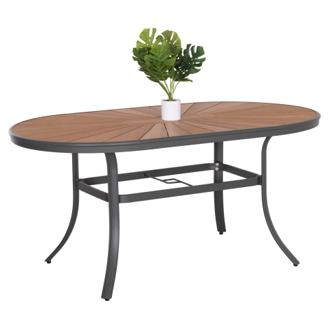 Mese - OUTDOOR OVAL DINING TABLE TELAMO HM6288.01 ANTHRACITE ALUMINUM-POLYWOOD IN NATURAL 160x90x73,5Hcm.