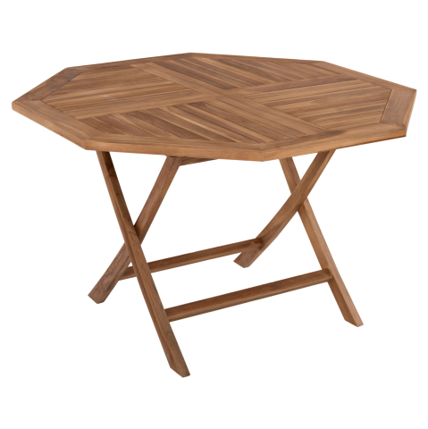 Mese - OUTDOOR POLYGON DINING TABLE KENDALL HM9545 FOLDABLE TEAK IN NATURAL COLOR 120x120x75Hcm.