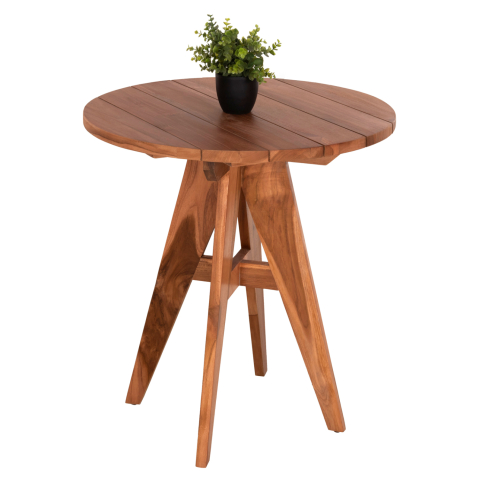 Mese - OUTDOOR ROUND TABLE LEO HM9917 SOLID TEAK WOOD IN NATURAL Φ70x75Hcm.