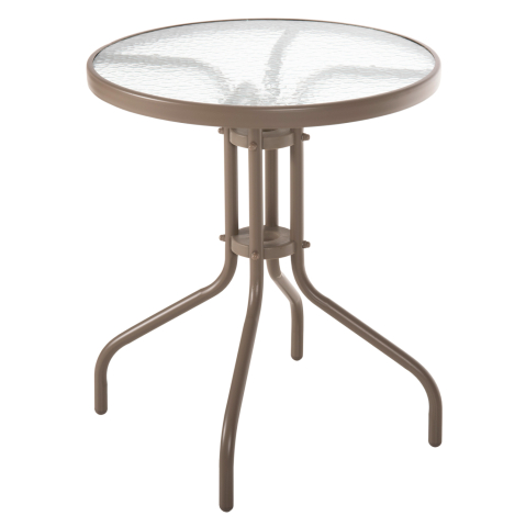 Mese - OUTDOOR ROUND TABLE LIMA HM5079.04 METAL IN CHAMPAGNE COLOR-GLASS TABLETOP Φ60x70Hcm