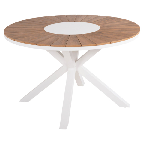 Mese - OUTDOOR ROUND TABLE MORIL HM6042.02 ALUMINUM IN WHITE-POLYWOOD IN NATURAL WOOD Φ150cm.