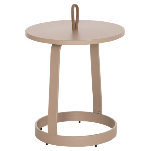 Mese - OUTDOOR SIDE TABLE MINO HM6433.03 ALUMINUM and ROPE IN CAPPUCCINO Φ47x53Hcm.