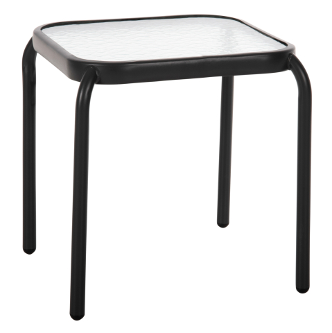 Mese - OUTDOOR SIDE TABLE SQUARE DIDO HM5975.01 METAL IN ANTHRACITE-GLASS 41x41x43Hcm.
