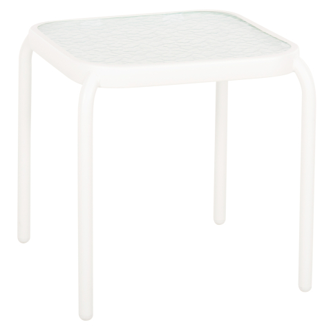 Mese - OUTDOOR SIDE TABLE SQUARE DIDO HM5975.02 METAL IN WHITE-GLASS 40x40x40Hcm.