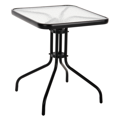 Mese - OUTDOOR TABLE SQUARE FIGO HM5035.03 BLACK METAL-GLASS TABLETOP 60Χ60Χ70Hcm