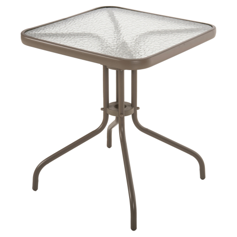 Mese - OUTDOOR TABLE SQUARE FIGO HM5035.04 CHAMPAGNE METAL-GLASS TABLETOP 60Χ60Χ70Hcm