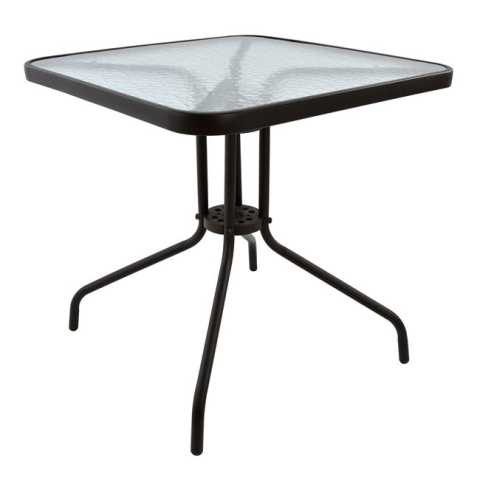 Mese - OUTDOOR TABLE SQUARE FIGO HM5036.02 BROWN METAL-GLASS TABLETOP 70Χ70Χ72Hcm