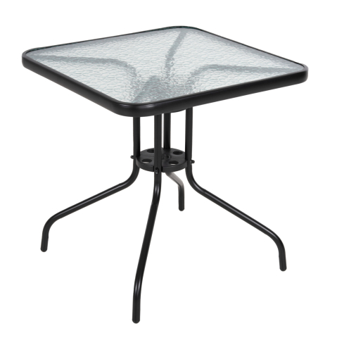 Mese - OUTDOOR TABLE SQUARE FIGO HM5036.03 BLACK METAL-GLASS TABLETOP 70Χ70Χ70Hcm