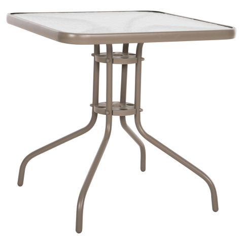 Mese - OUTDOOR TABLE SQUARE FIGO HM5036.04 CHAMPAGNE METAL-GLASS TABLETOP 70Χ70Χ72.5Hcm