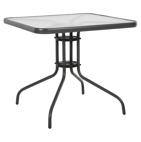 Mese - OUTDOOR TABLE SQUARE FIGO HM5972.01 GREY METAL-GLASS TABLETOP 80Χ80Χ71Hcm