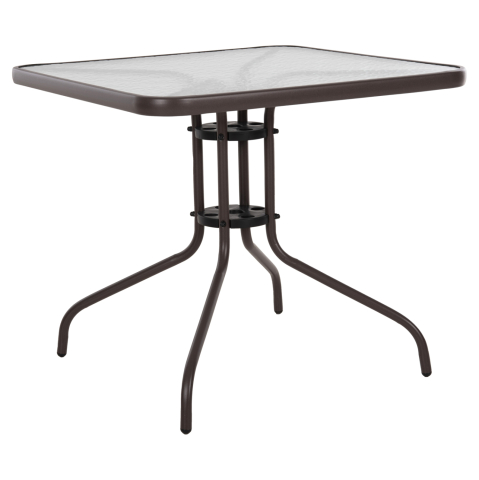 Mese - OUTDOOR TABLE SQUARE FIGO HM5972.02 BROWN METAL-GLASS TABLETOP 80Χ80Χ71Hcm