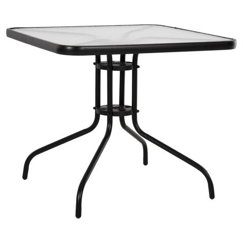 Mese - OUTDOOR TABLE SQUARE FIGO HM5972.03 BLACK METAL-GLASS TABLETOP 80Χ80Χ71Hcm