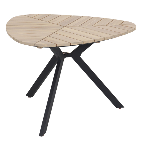 Mese - OUTDOOR TABLE TRADEN HM6242 ACACIA WOOD IN LEAF SHAPE-METAL LEGS 110x108x76Hcm.