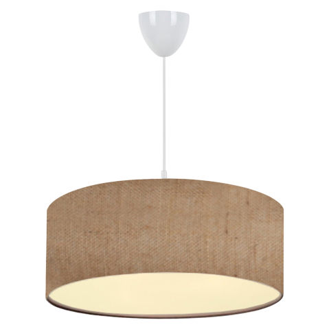 Iluminat - PENDANT CEILING LAMP HM7620.01 SANDY BEIGE TEXTILE DRUM SHADE