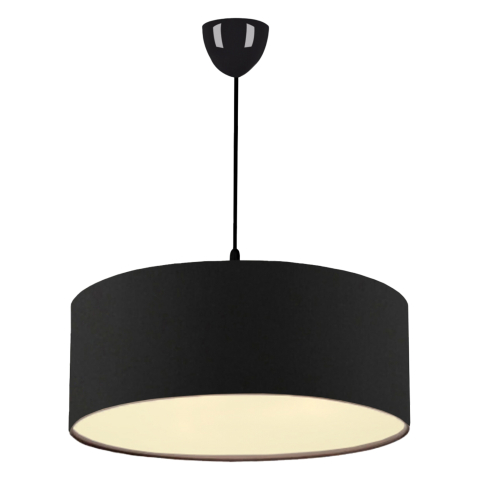 Iluminat de tavan - PENDANT CEILING LAMP HM7620.03 BLACK TEXTILE DRUM SHADE