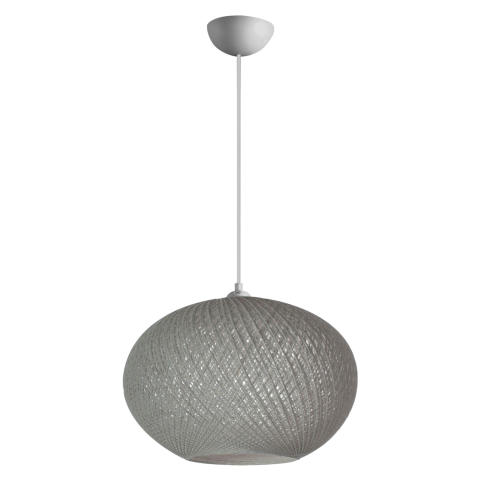 Iluminat de tavan - PENDANT CEILING LAMP HM7624.01 GREY OVAL-SHAPED SPHERE, KNITTED ROPE, INDOORS