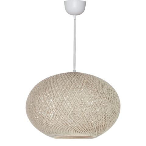 Iluminat de tavan - PENDANT CEILING LAMP HM7624.02 BEIGE OVAL-SHAPED SPHERE, KNITTED ROPE, INDOORS