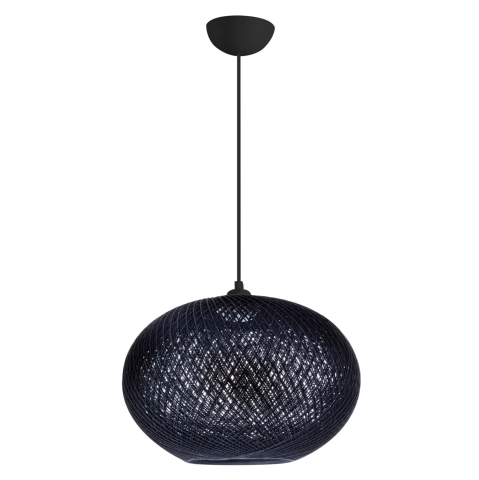 Iluminat de tavan - PENDANT CEILING LAMP HM7624.03 BLACK OVAL-SHAPED SPHERE, KNITTED ROPE, INDOORS