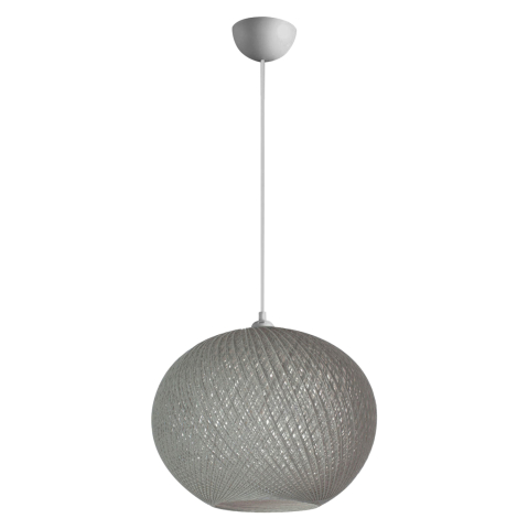 Iluminat de tavan - PENDANT CEILING LAMP HM7625.01 GREY SLIGHTLY OVAL-SHAPED SPHERE, KNITTED ROPE, INDOORS