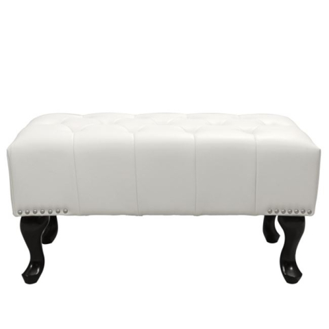 Taburete - PIANO STOOL T.CHESTERFIELD EMMA HM226.02 PU WHITE-BLACK LEGS 80x44x39Hcm