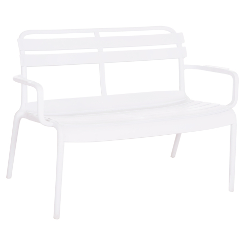Banci - POLYPROPYLENE 2-SEATER BENCH KORVER HM6332.01 WHITE 113x65x76Hcm.