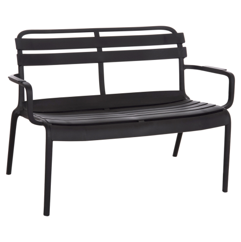 Banci - POLYPROPYLENE 2-SEATER BENCH KORVER HM6332.02 BLACK 113x65x76Hcm.