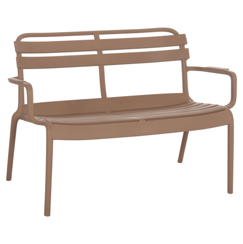 Banci - POLYPROPYLENE 2-SEATER BENCH KORVER HM6332.04 CAPPUCCINO 113x65x76Hcm.