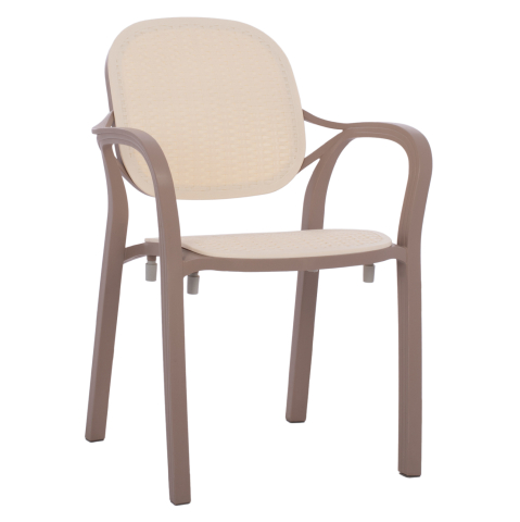 Scaune - Fotolii - POLYPROPYLENE ARMCHAIR KHEM HM5820.02 CAPPUCCINO-BEIGE 57x57x83Hcm.