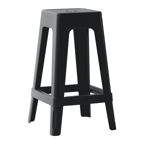 Taburete - POLYPROPYLENE STOOL SQUARE ZEB HM6128.02 BLACK 35x35x65Hcm.