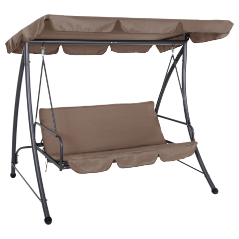 Leagane - Cuiburi - PORCH SWINGER-BED 3-SEATER LIKID HM5980.02 METAL FRAME IN GREY-FABRIC IN LIGHT BROWN 194x119x210Hcm.