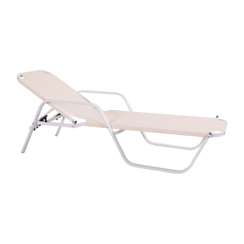 Sezlong-uri - Professional Aluminum Sunbed HM5484.03 White 192x62x33 cm