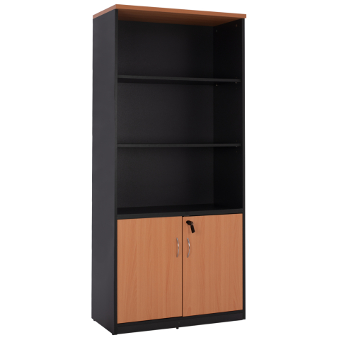 Biblioteci - Professional office bookcase HM2014.01 oak color with 2 doors 80Χ39Χ179