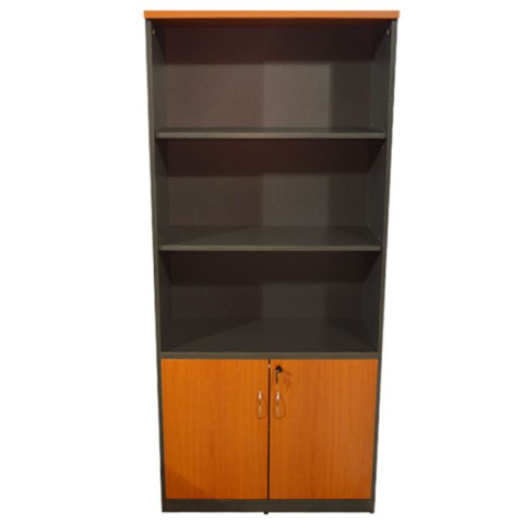 Biblioteci - Professional office bookcase HM2014.03 cherry color with 2 doors 80Χ39Χ179cm