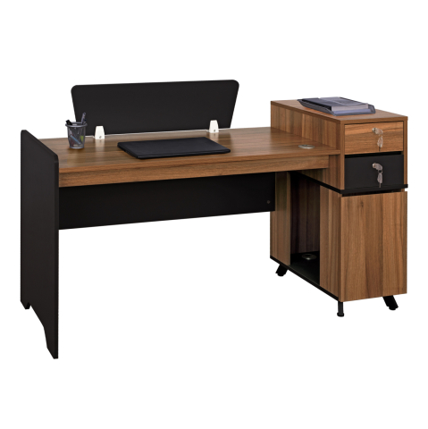 Birouri - Professional Office Melamine HM2351 Natural-Dark Grey 150x60x88cm